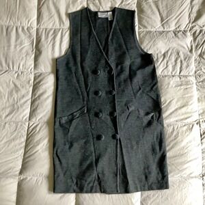 Vtg Preview Collection 100% Merino Wool Knit Vest Mini Dress Womens M Gray EUC